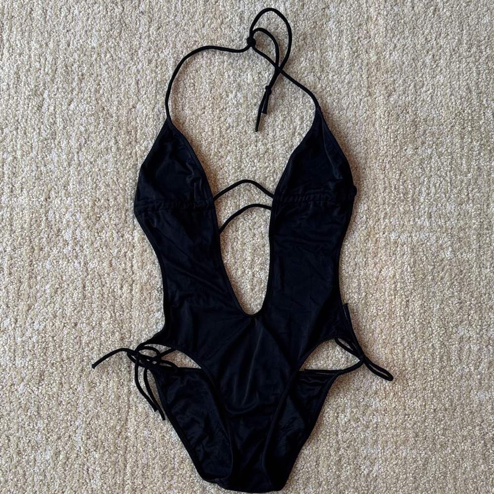 Dior Black One Piece Cutout Swimsuit